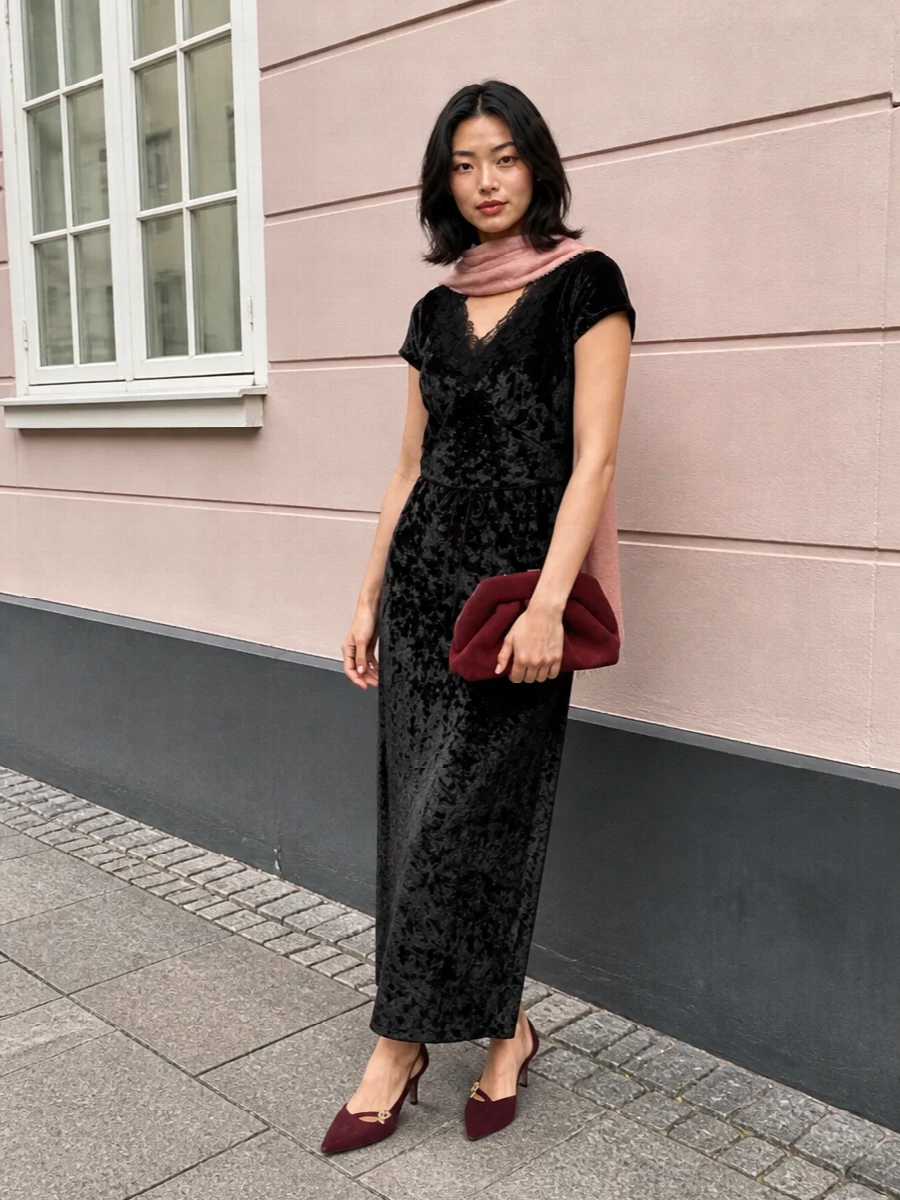Ermanno scervino velvet maxi dress burgundy