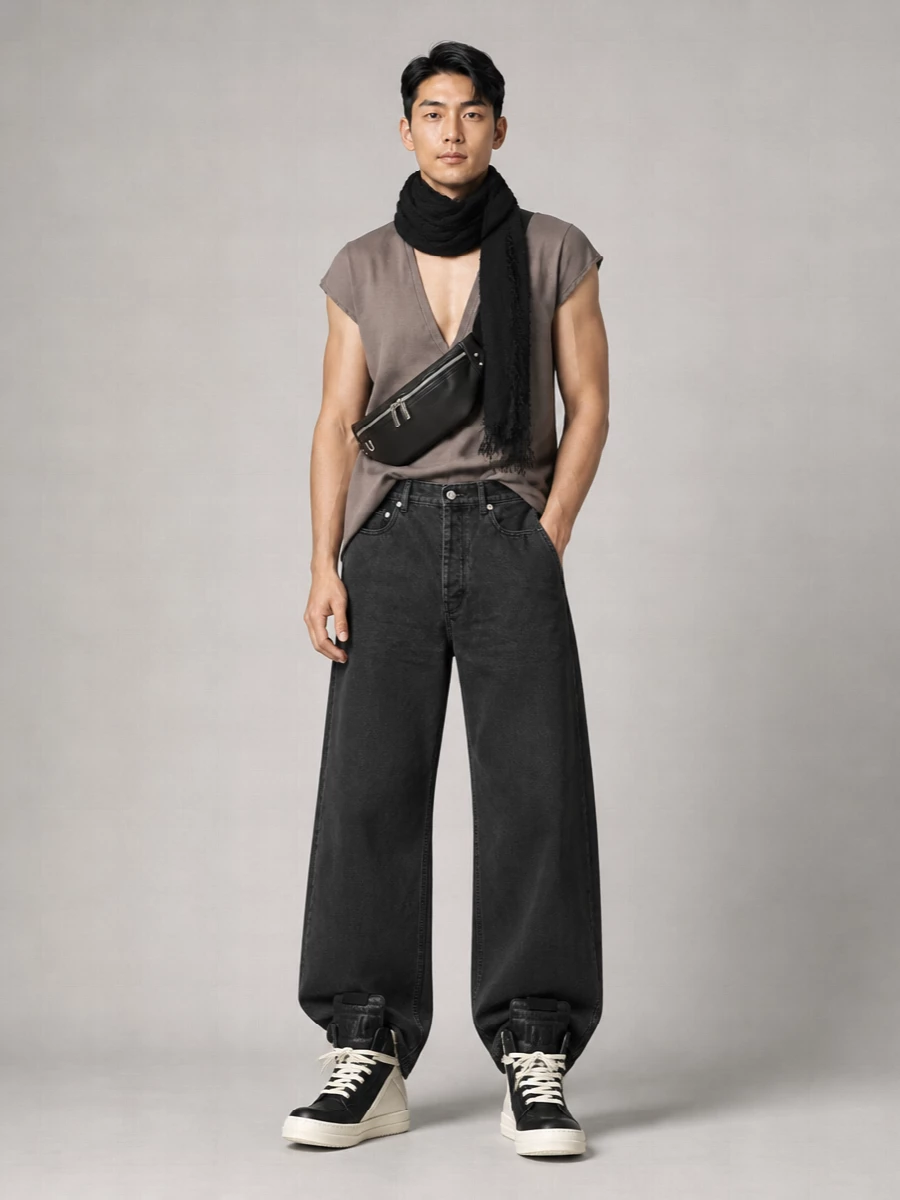 Rick Owens Drkshdw Ribbed V-Neck T-Shirt