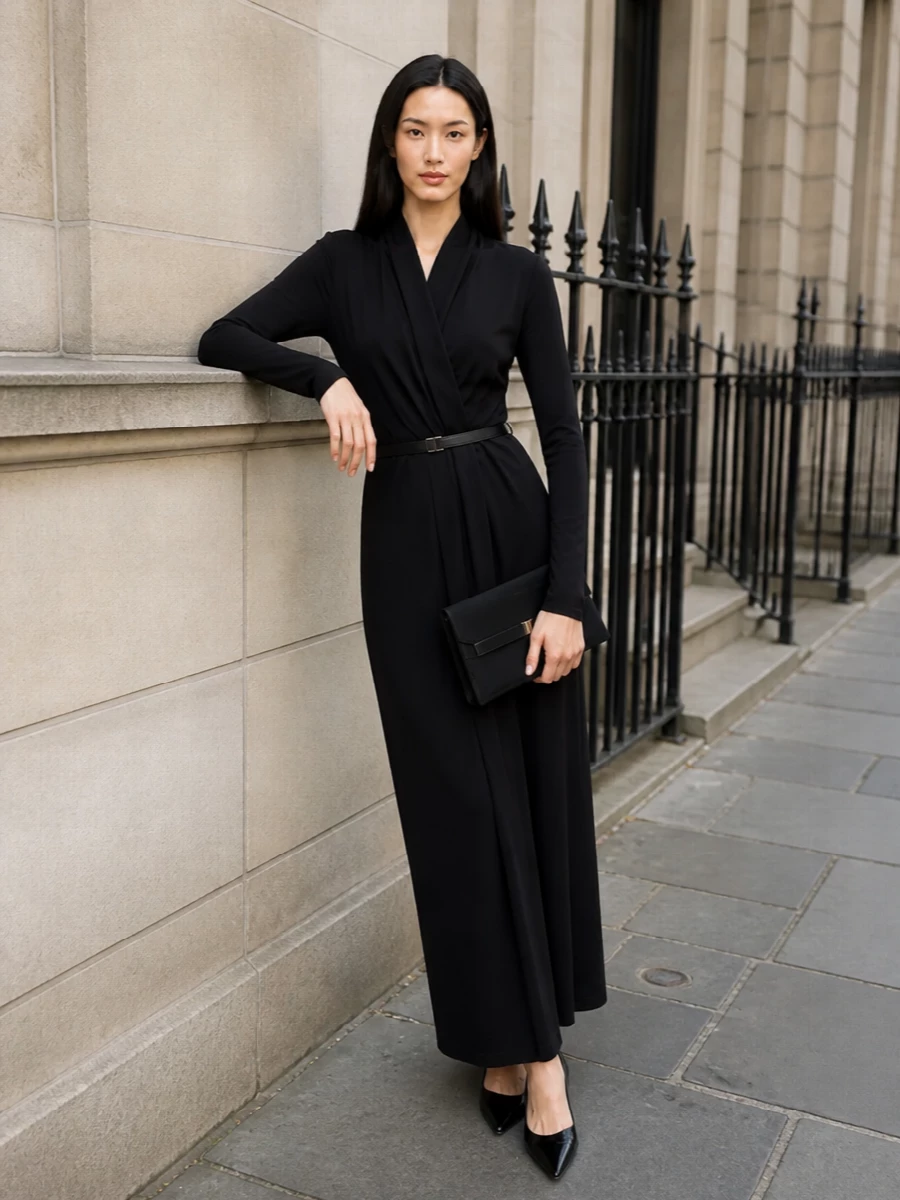 Toteme black maxi dress tods kitten heels