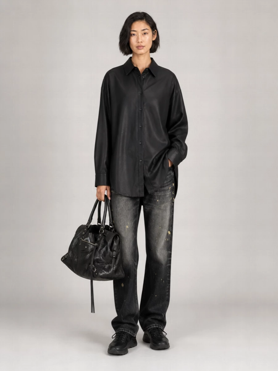 Balenciaga Le City Medium Leather Shoulder Bag