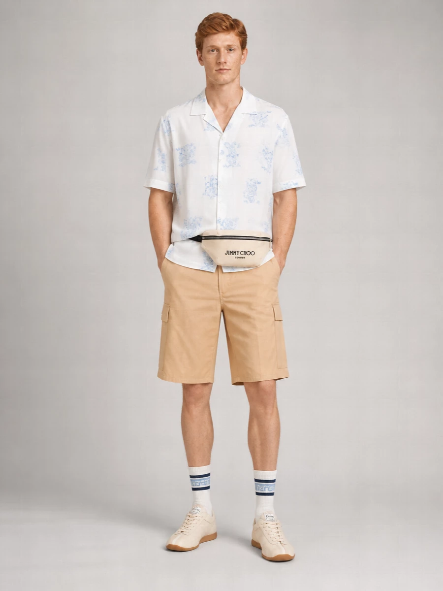 Kenzo Cotton Ripstop Mid-Rise Wide-Leg Knee-Length Cargo Shorts