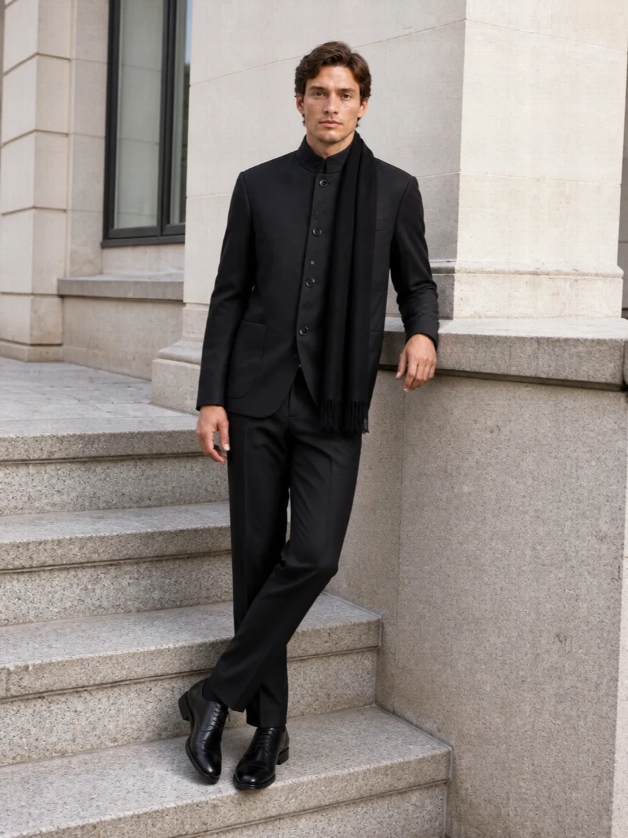 Armani stand collar jacket dior tailored trousers