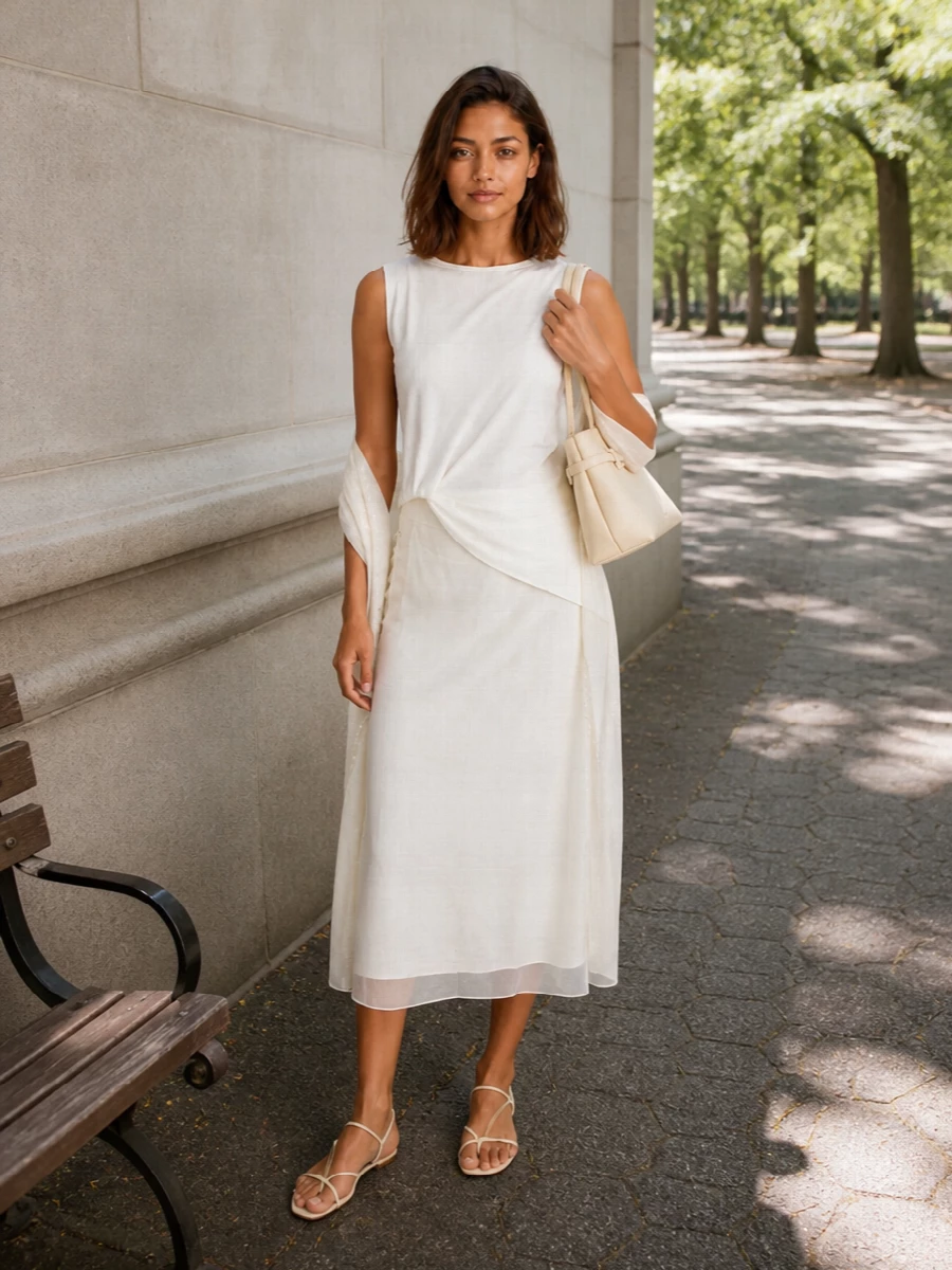Jacquemus ivory top ami paris sheer midi skirt