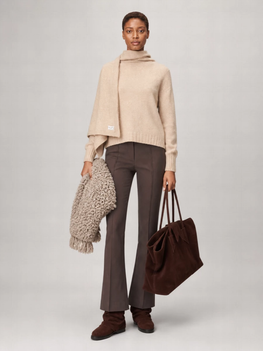 The Attico Wool Draped-Scarf Roll-Neck Sweater