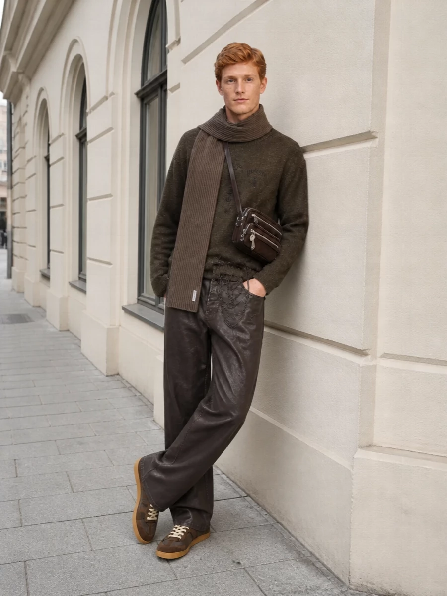 Marni brown wide leg jeans margiela knit style