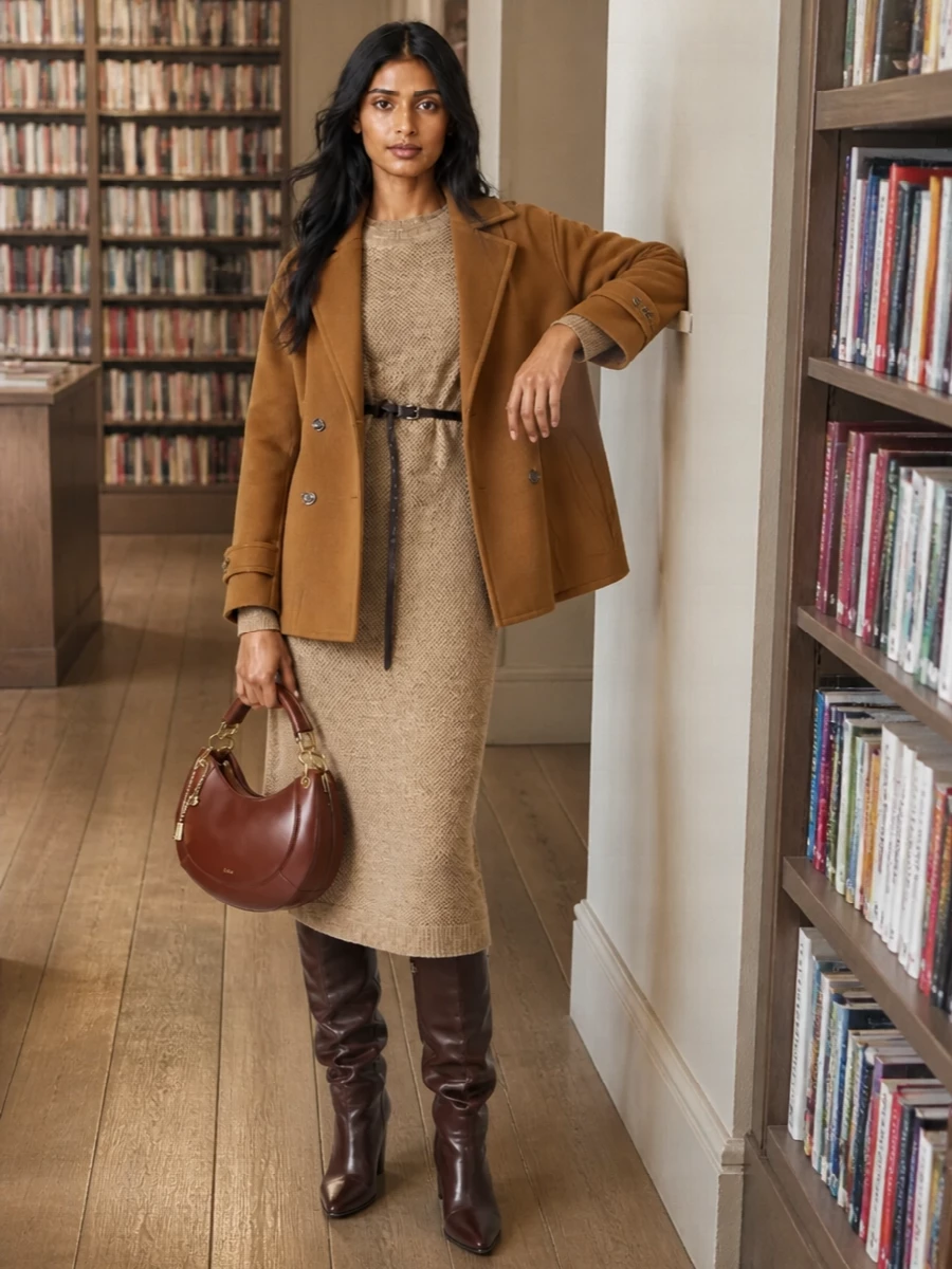 Chloe camel coat brunello cucinelli knit dress
