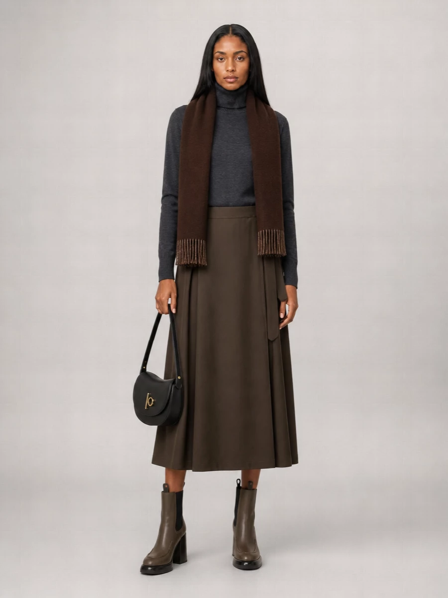 Burberry Wool A-Line Maxi Skirt