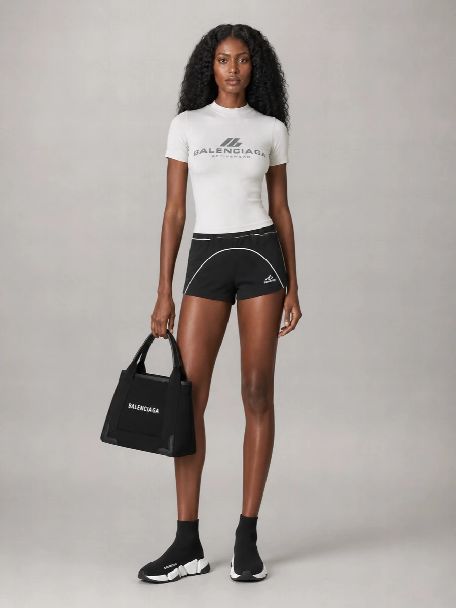 Balenciaga Polyester Relaxed-Fit Logo-Print Shorts