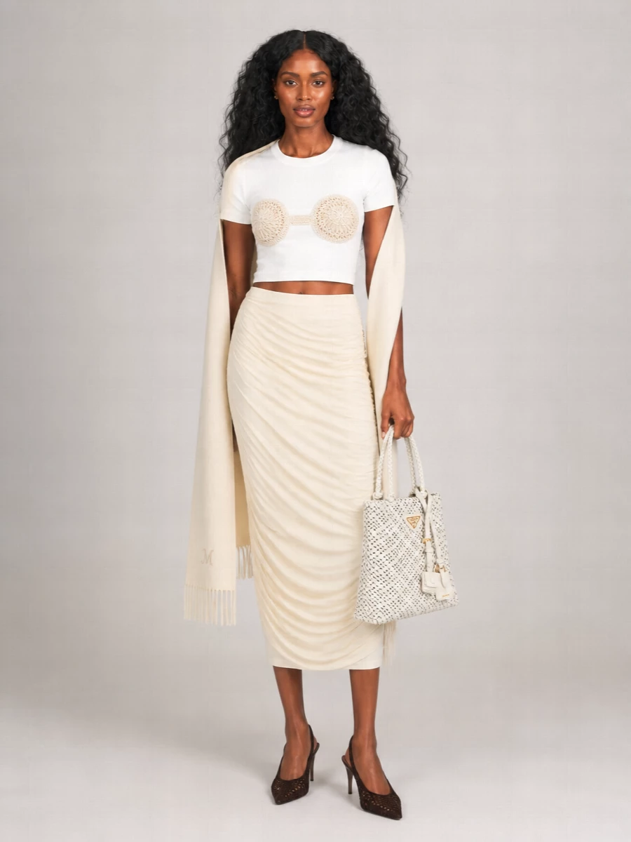 Magda Butrym Cotton Crochet Bra T-Shirt