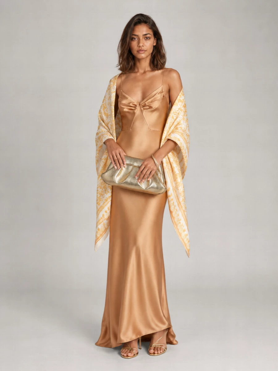 Elisabetta Franchi Satin Slim-Fit Sleeveless Sweetheart-Neck Maxi Dress