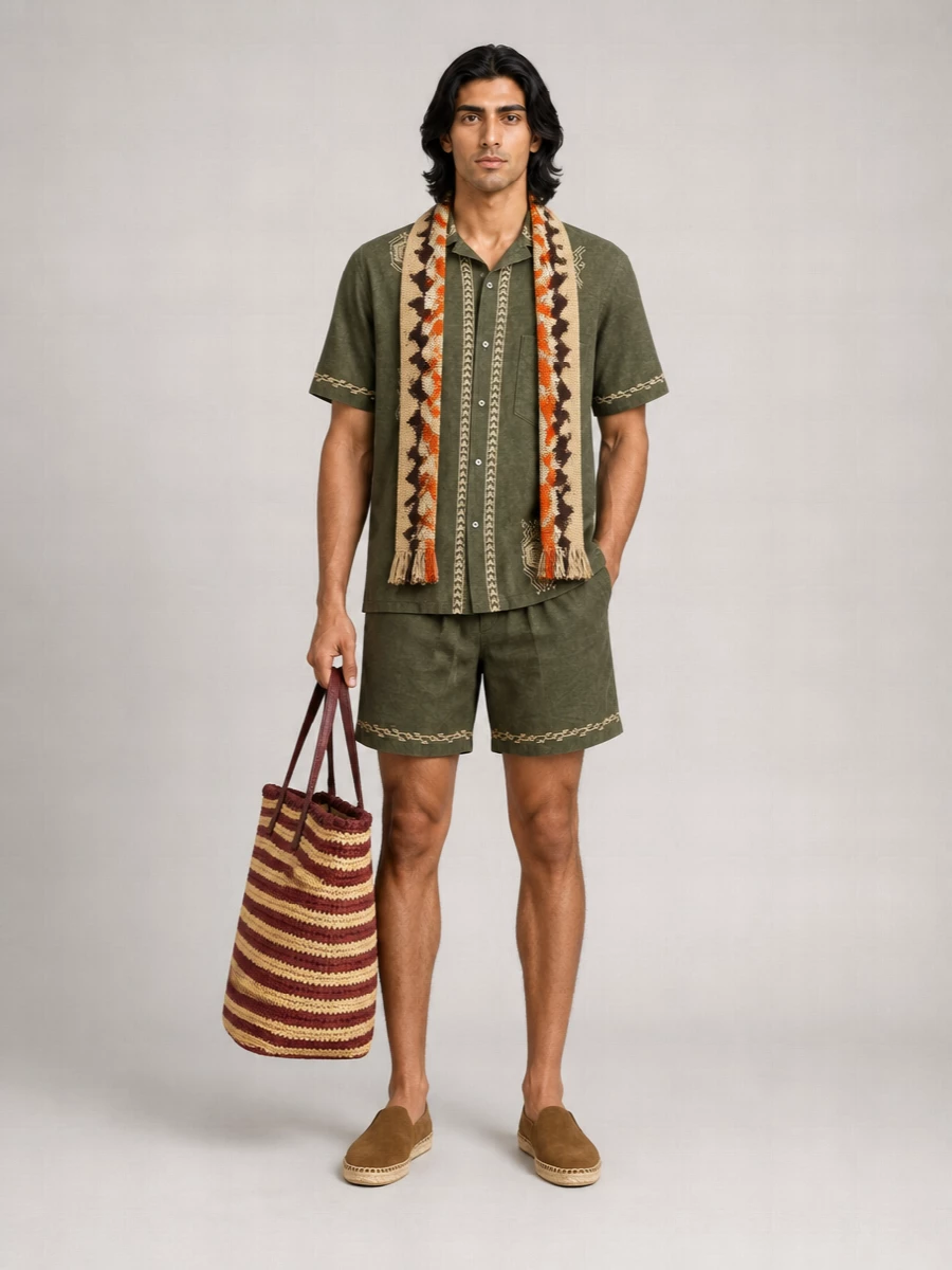 Isabel Marant Embroidered Cotton Gauze Short-Sleeve Cuban-Collar Shirt