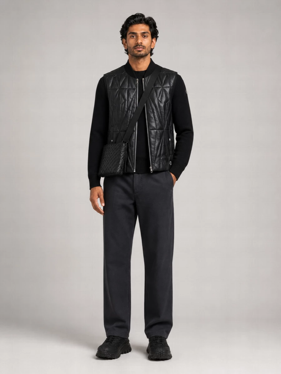 Moncler Leather Quilted Puffer Vest