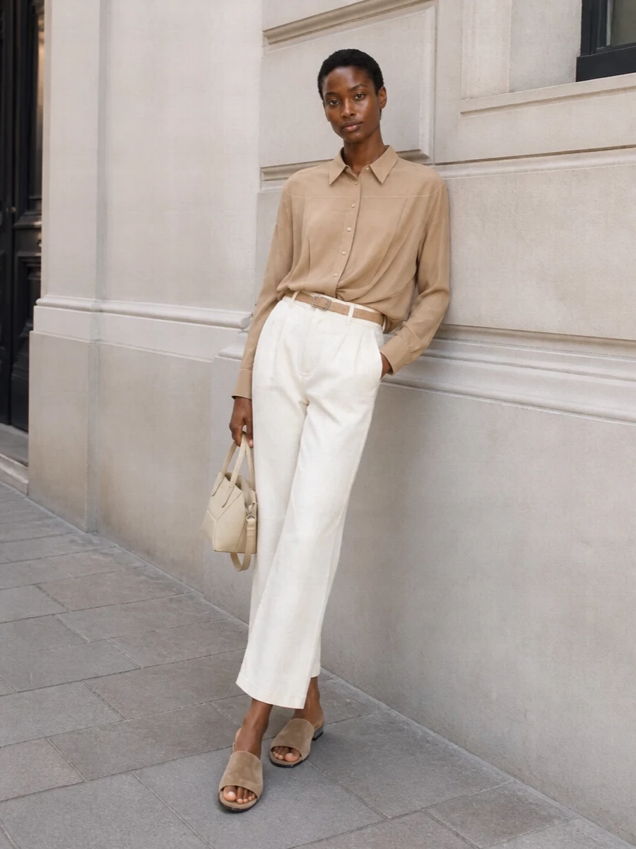 Brunello cucinelli wide leg trousers outfit