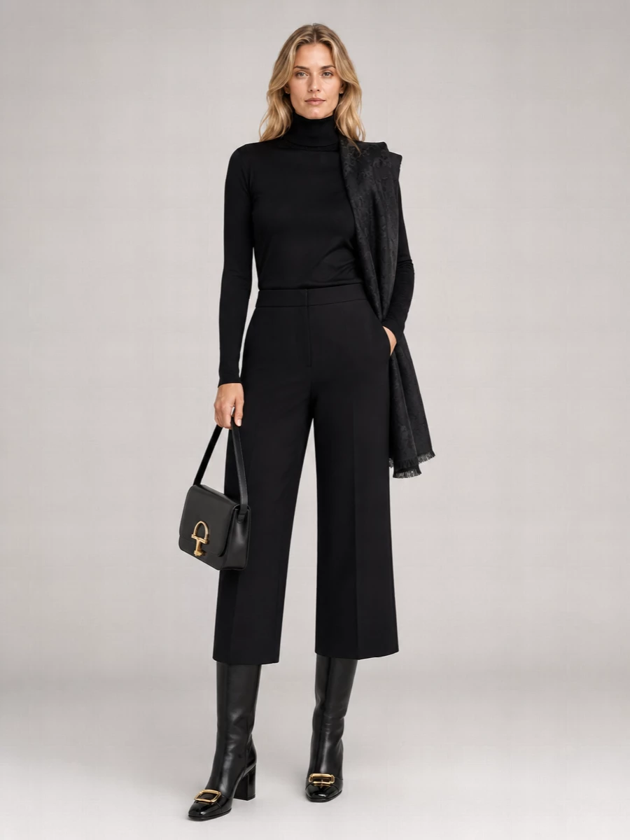 Gucci Silk High-Neck Long-Sleeve Sweater