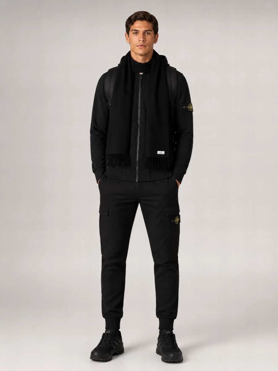 Stone Island Cotton Hooded Sweatshirt Featuring Kangaroo Pockets