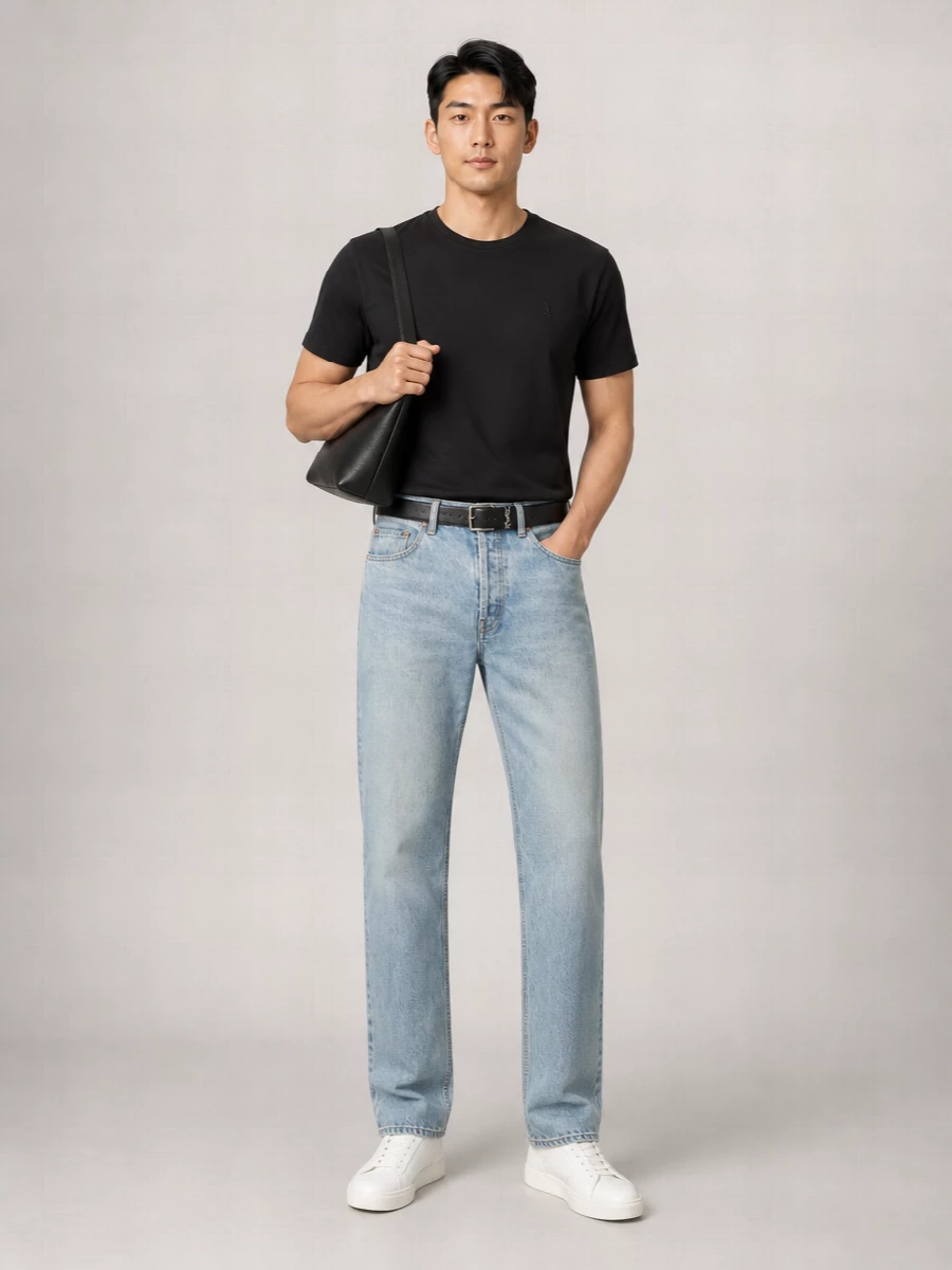 Saint Laurent Denim Mid-Rise Wide-Leg Jeans