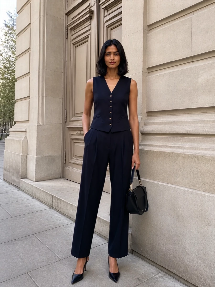 Blaze milano navy waistcoat suit heels