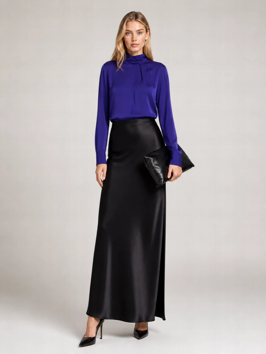 Tom Ford Silk Draped Cutout Long-Sleeve Blouse