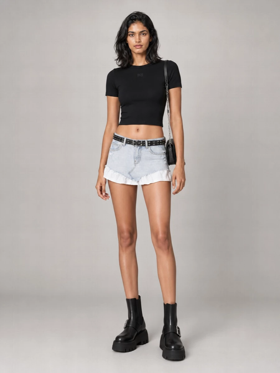 Alexander Wang Denim Asymmetric Mini Polo Dress