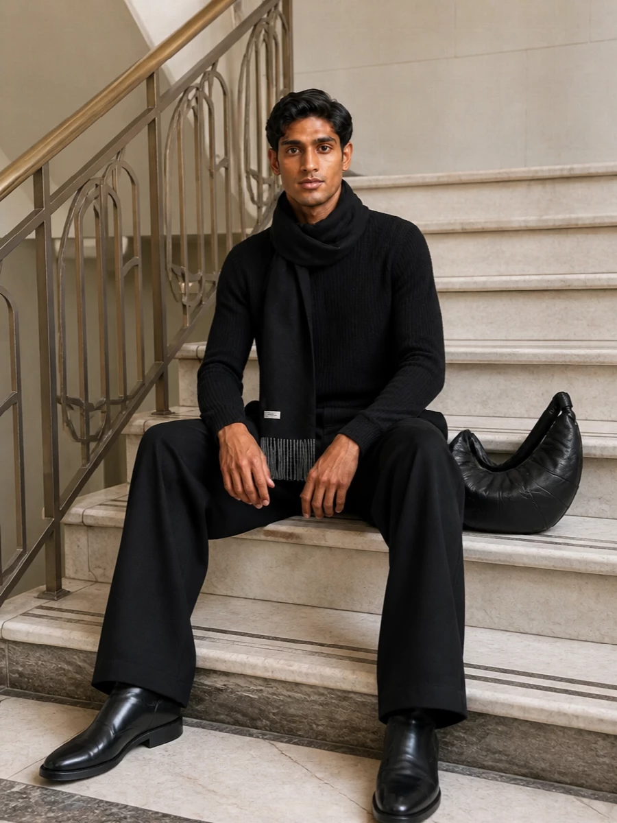 Our legacy black ribbed tee wide leg trousers