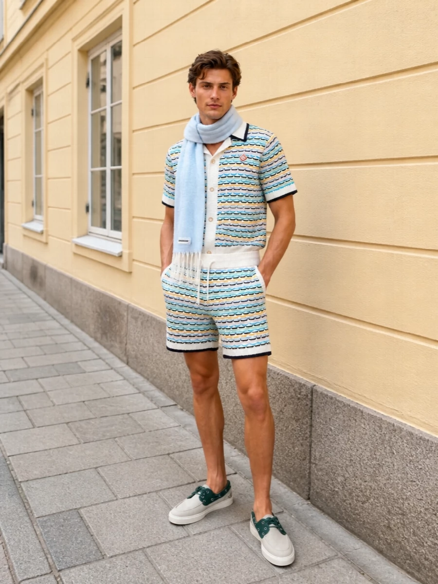 Casablanca knit polo dior boat shoes outfit