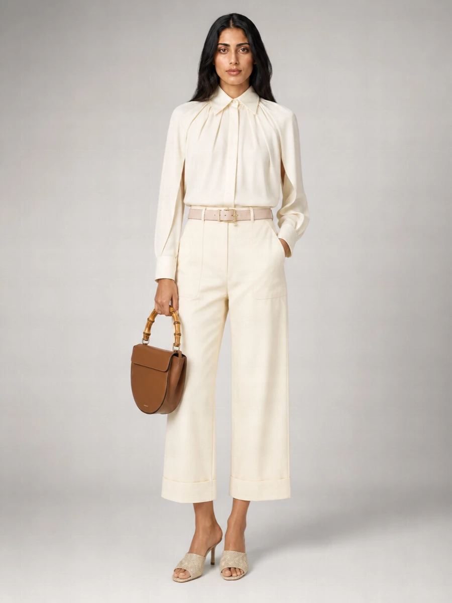 Max Mara Cotton High-Rise Wide-Leg Trousers