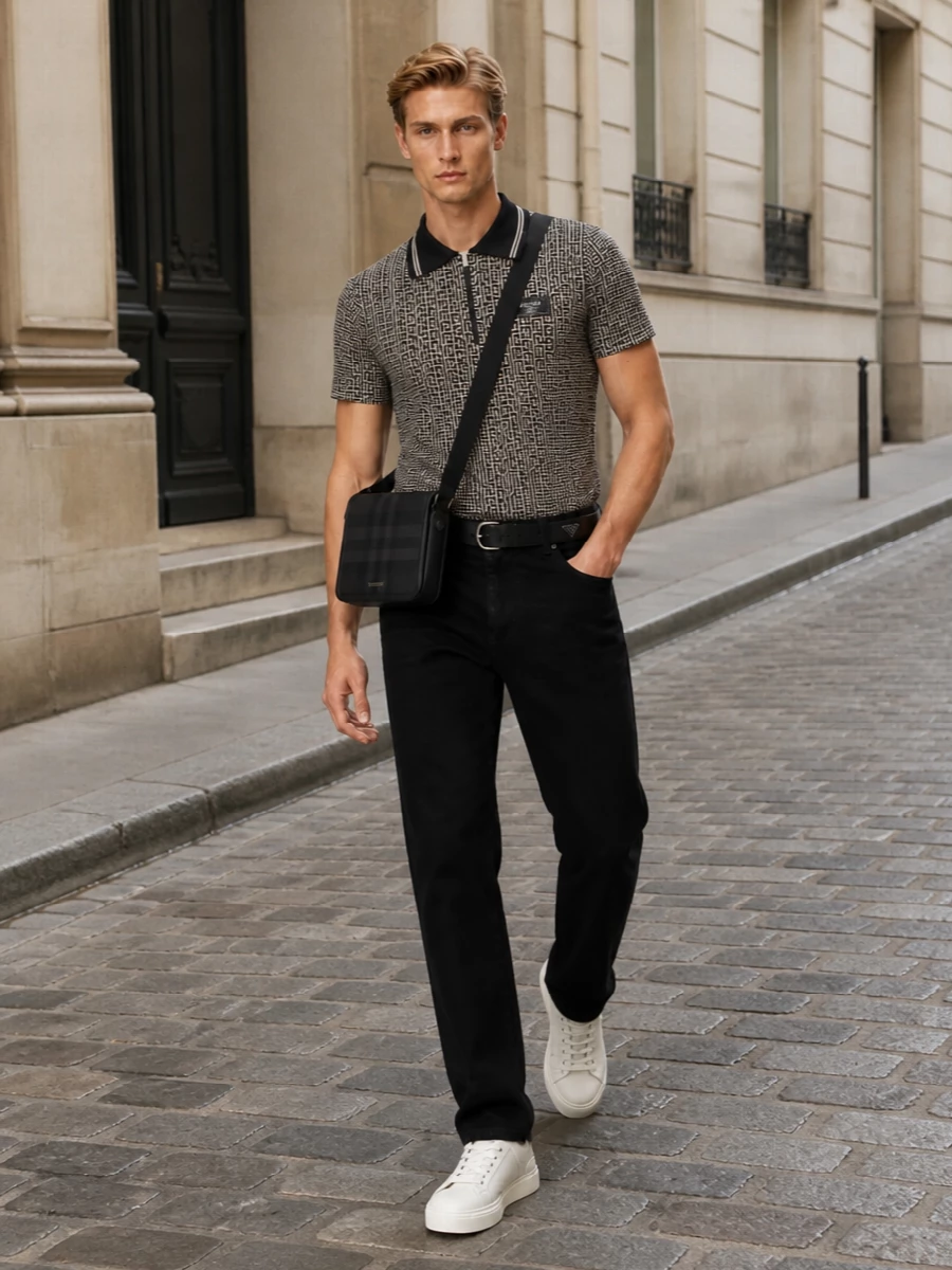 Balmain monogram polo black trousers outfit