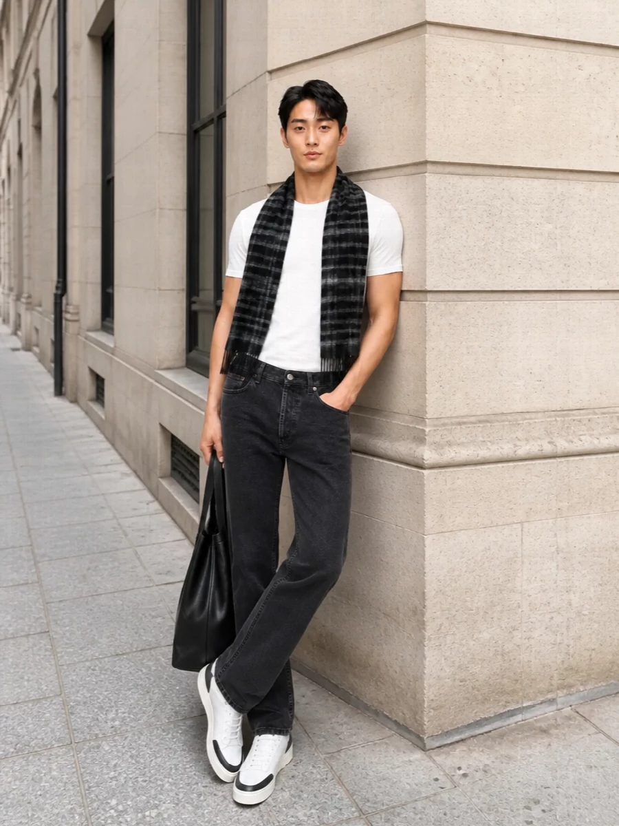 Saint laurent white tee black jeans outfit