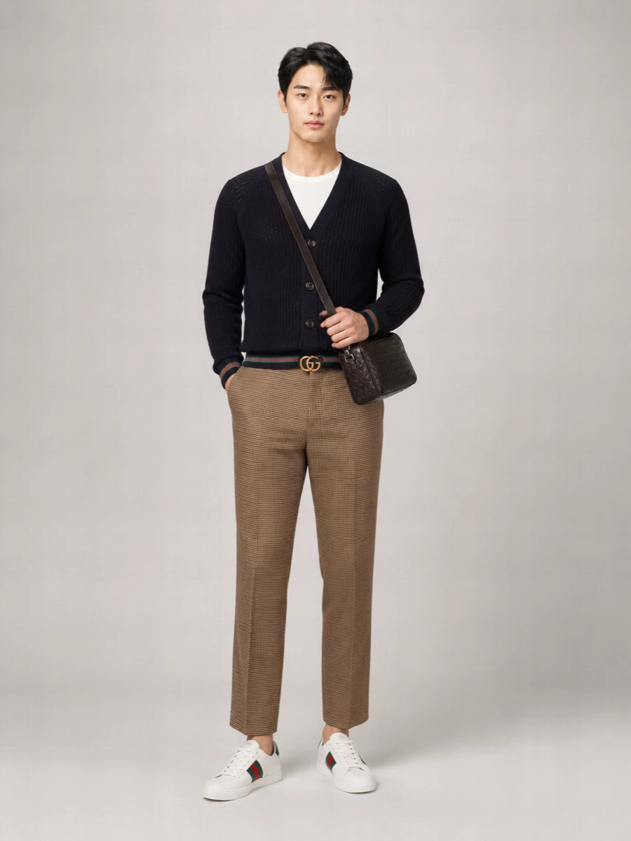 Gucci Cotton Crochet V-Neck Ribbed Cardigan
