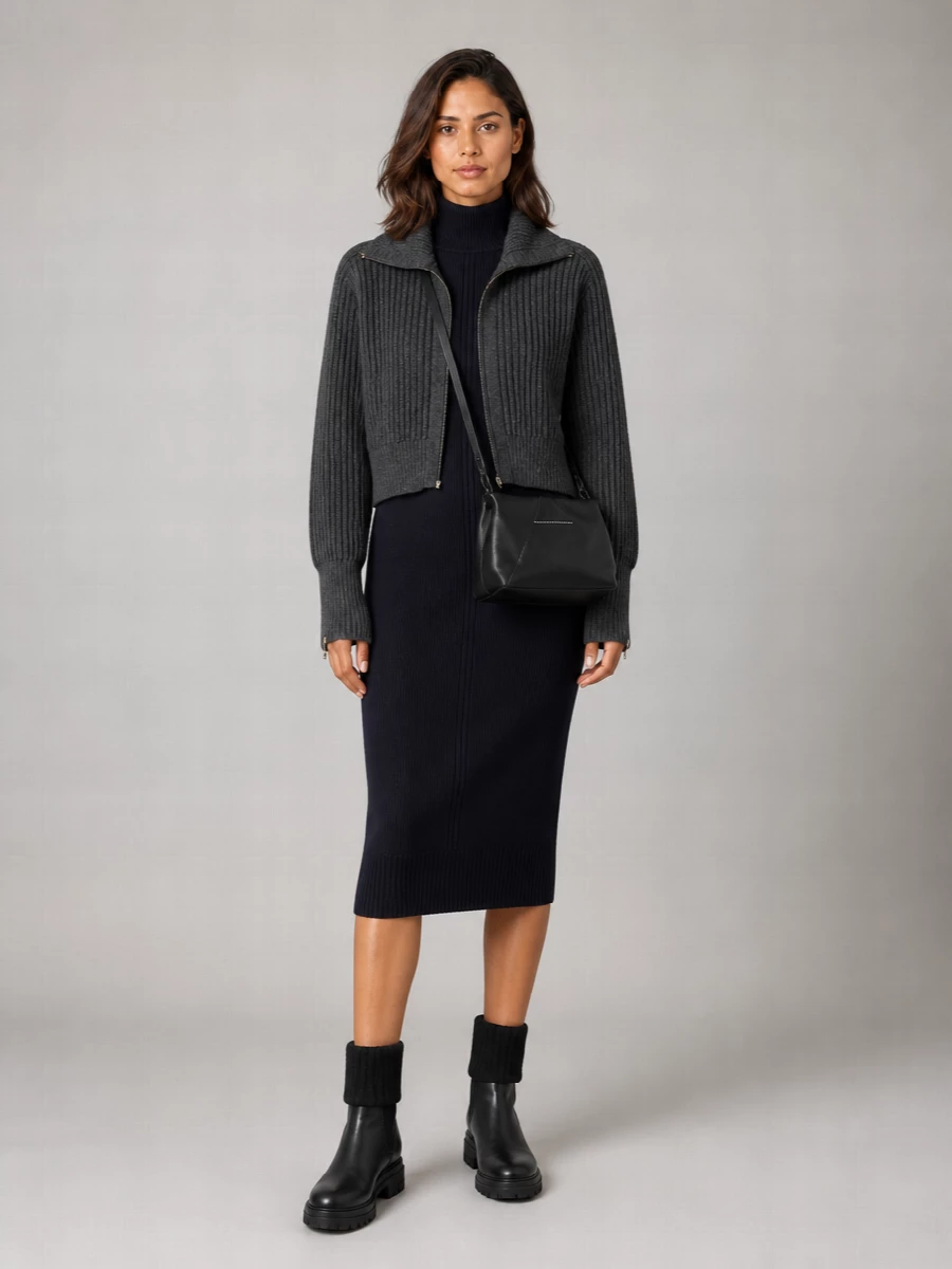 Paul Smith Wool Ribbed-Knit High-Neck Zip-Up Jacket