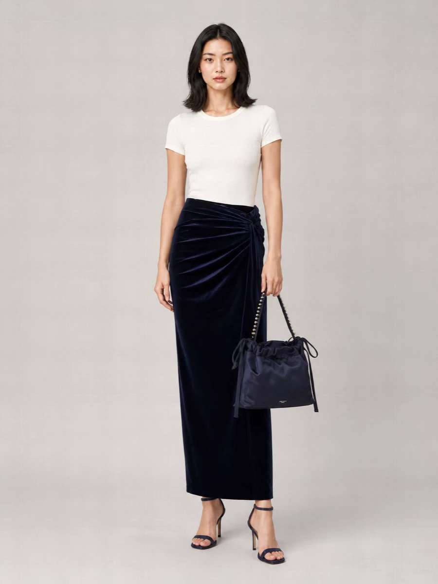 The Andamane velvet maxi skirt