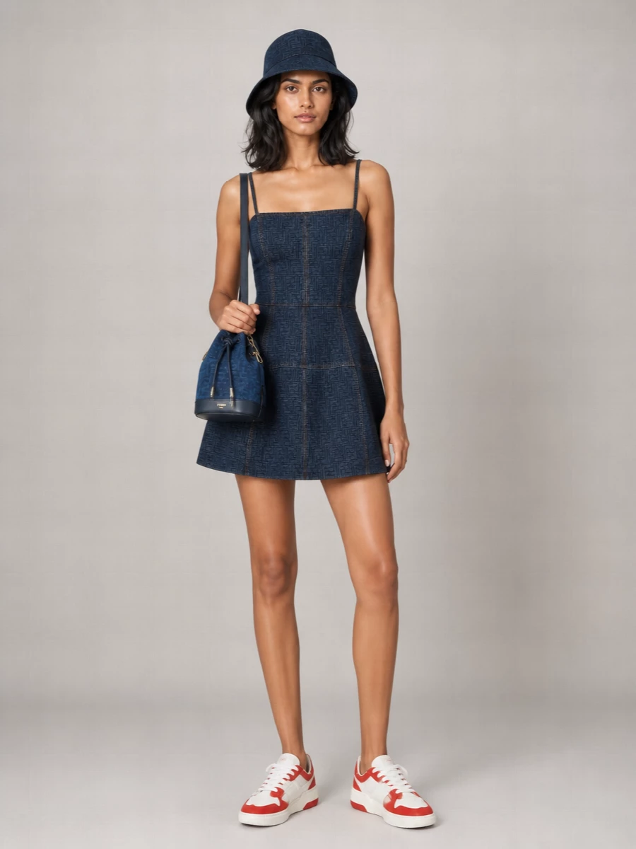Fendi Mon Tresor Mini Denim Bucket Bag
