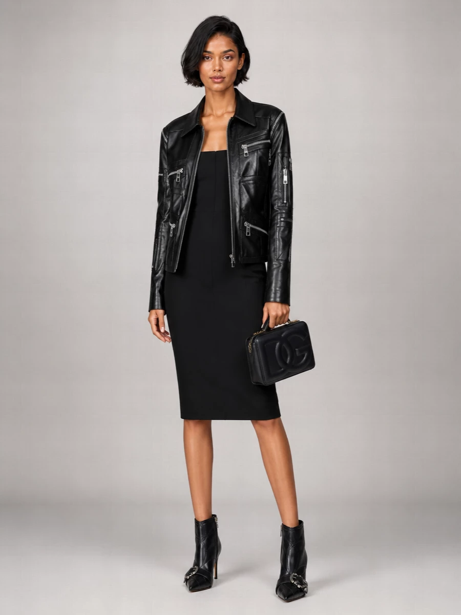 Dolce&Gabbana lambskin asymmetric leather jacket