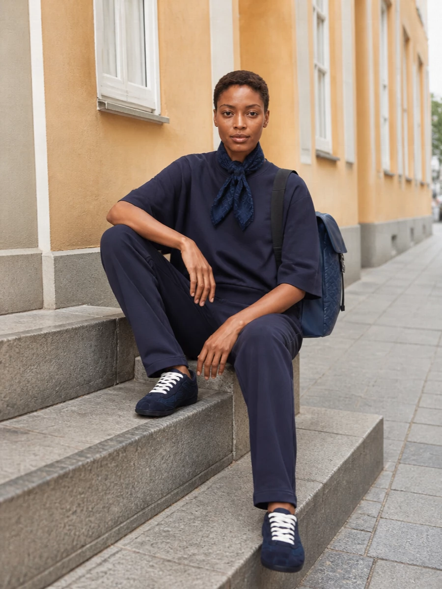 Fear of god navy joggers prada sneakers outfit