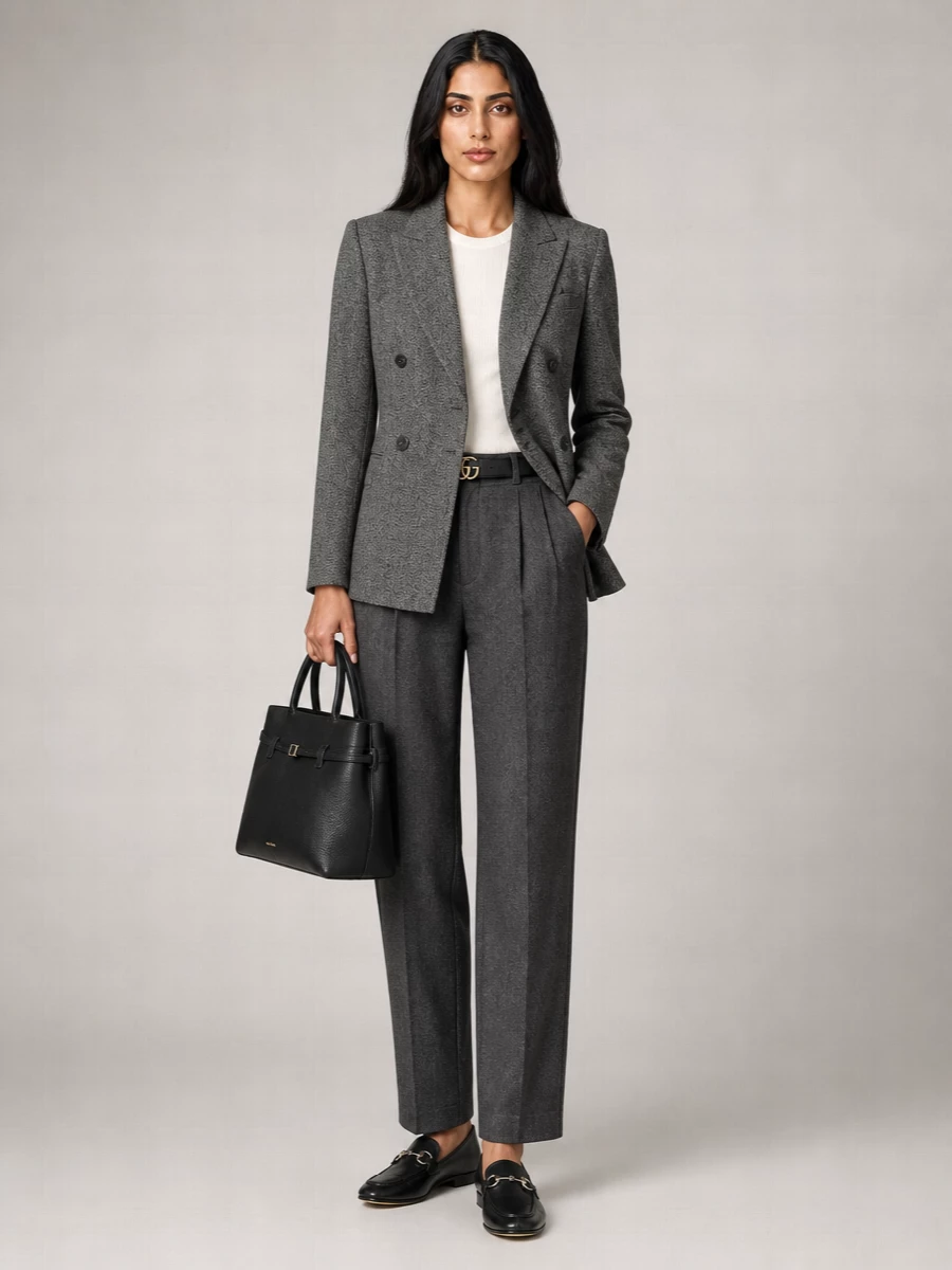 Emporio Armani Cashmere High-Rise Pleated Tailored Trousers