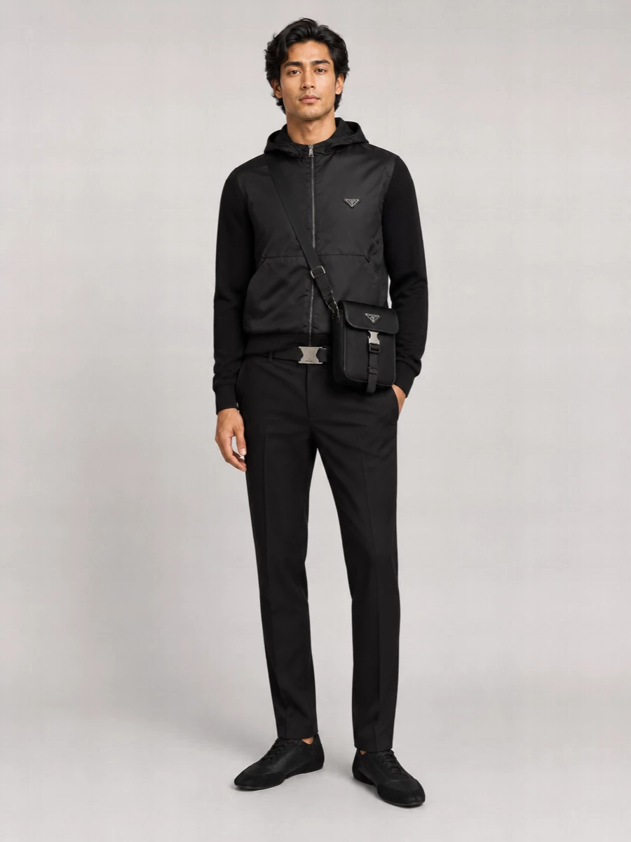 Prada Cashmere Wool Hooded Ribbed Cardigan