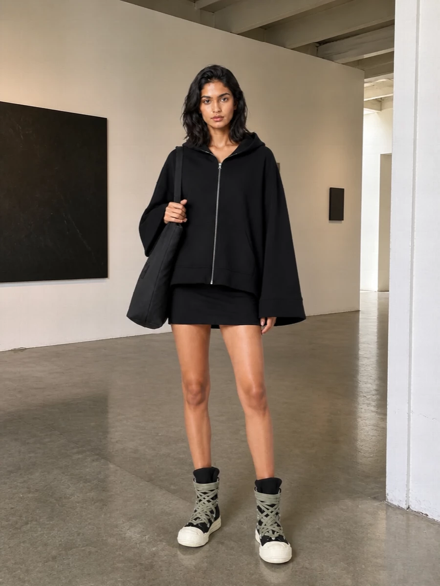 Rick owens mini dress black sneaker boots