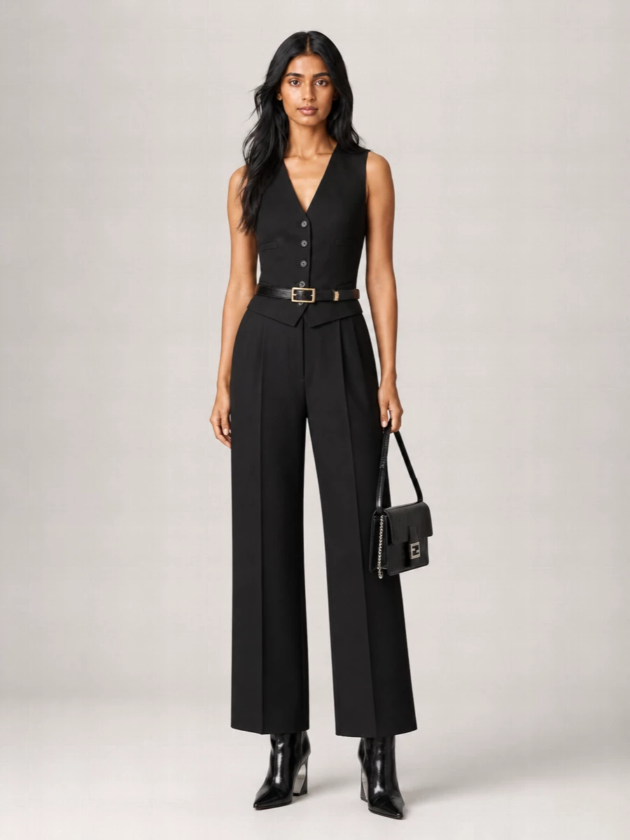 Fendi Silk Blend V-Neck Sleeveless Vest