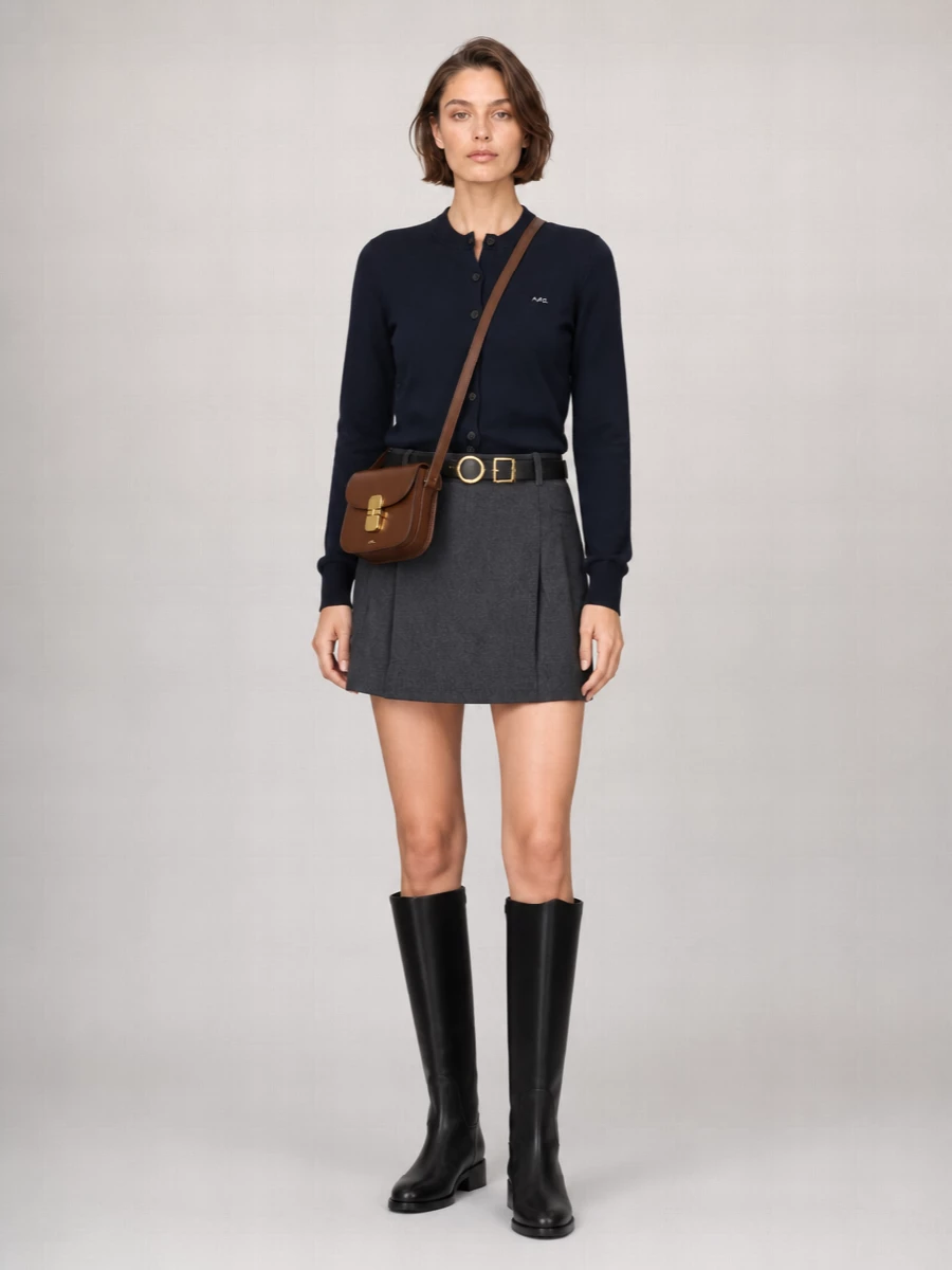 A.p.c. Wool Pleated Mini Skirt