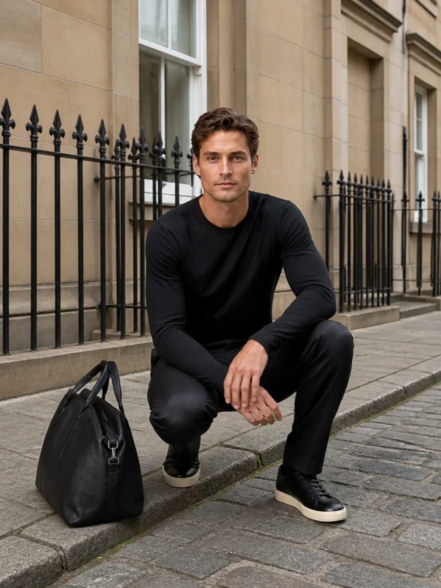 Tom ford black lounge trousers long sleeve outfit