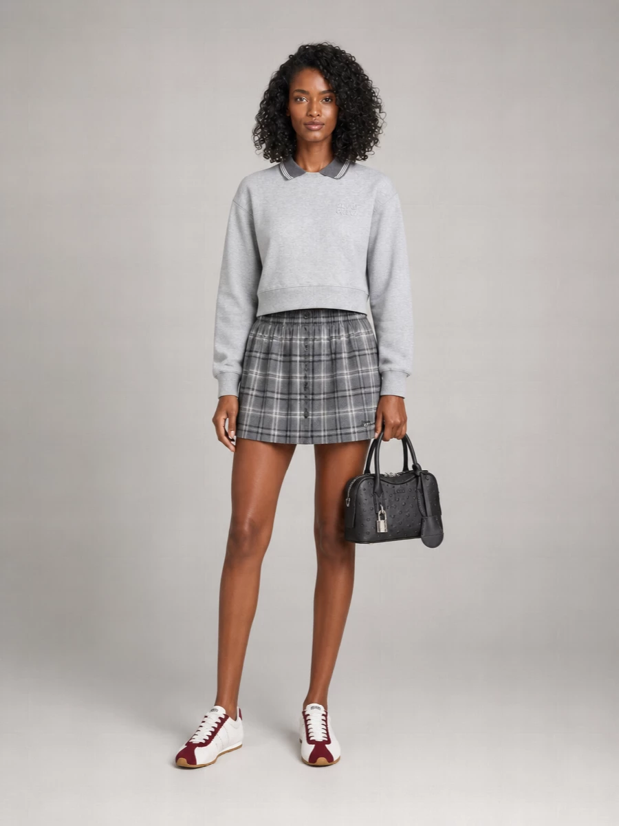 Miu Miu Cotton Oversized Embroidered Logo Sweatshirt