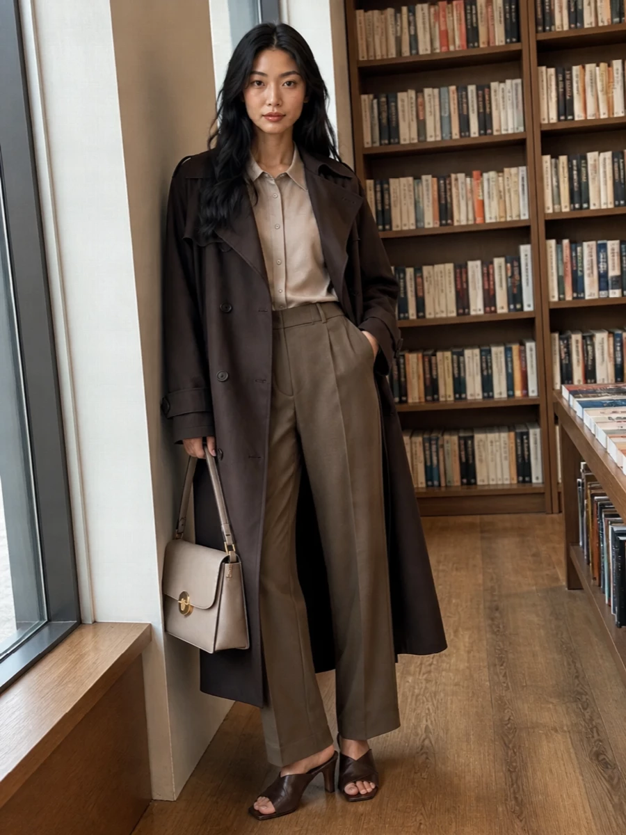 Frankie shop trench taupe tailored outfit