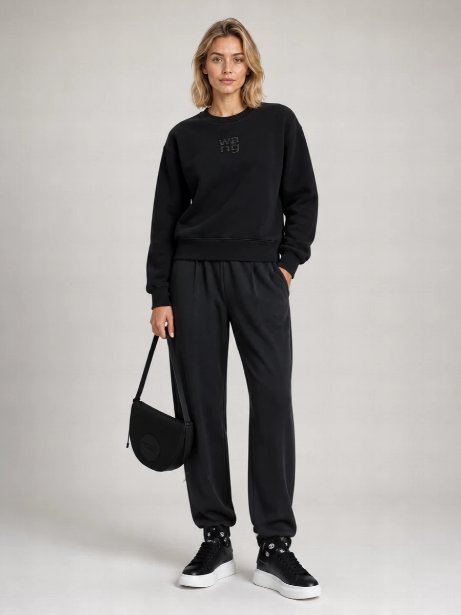 Alexander Wang Crystal-Embellished Logo Sweatshirt