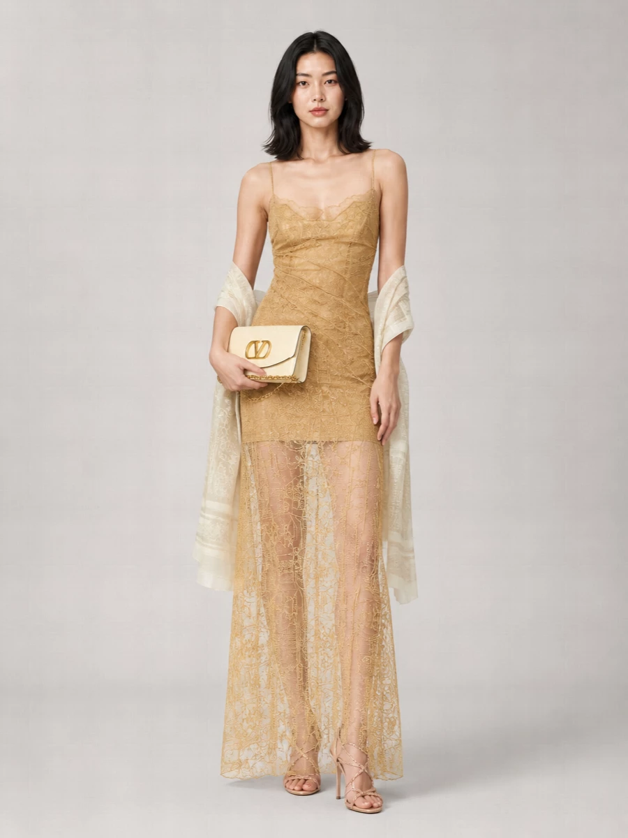 Ermanno Scervino Embroidered Sheath Maxi Dress