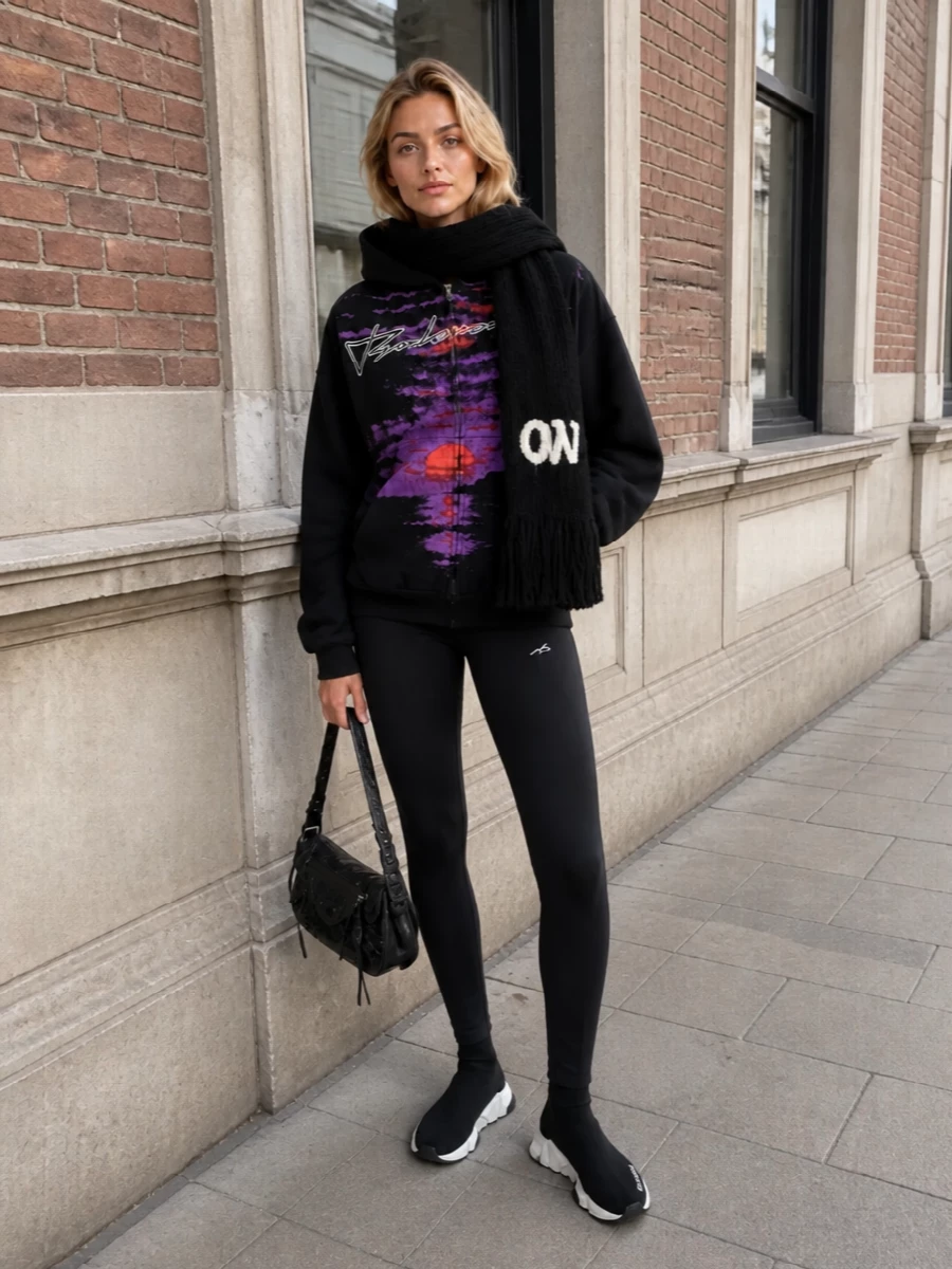 Balenciaga hoodie leggings sock sneakers outfit