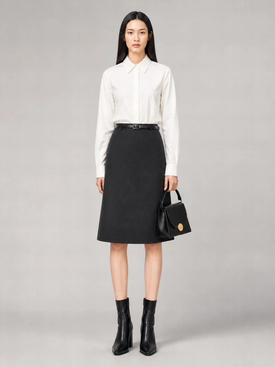 Jil Sander Wool A-Line Skirt