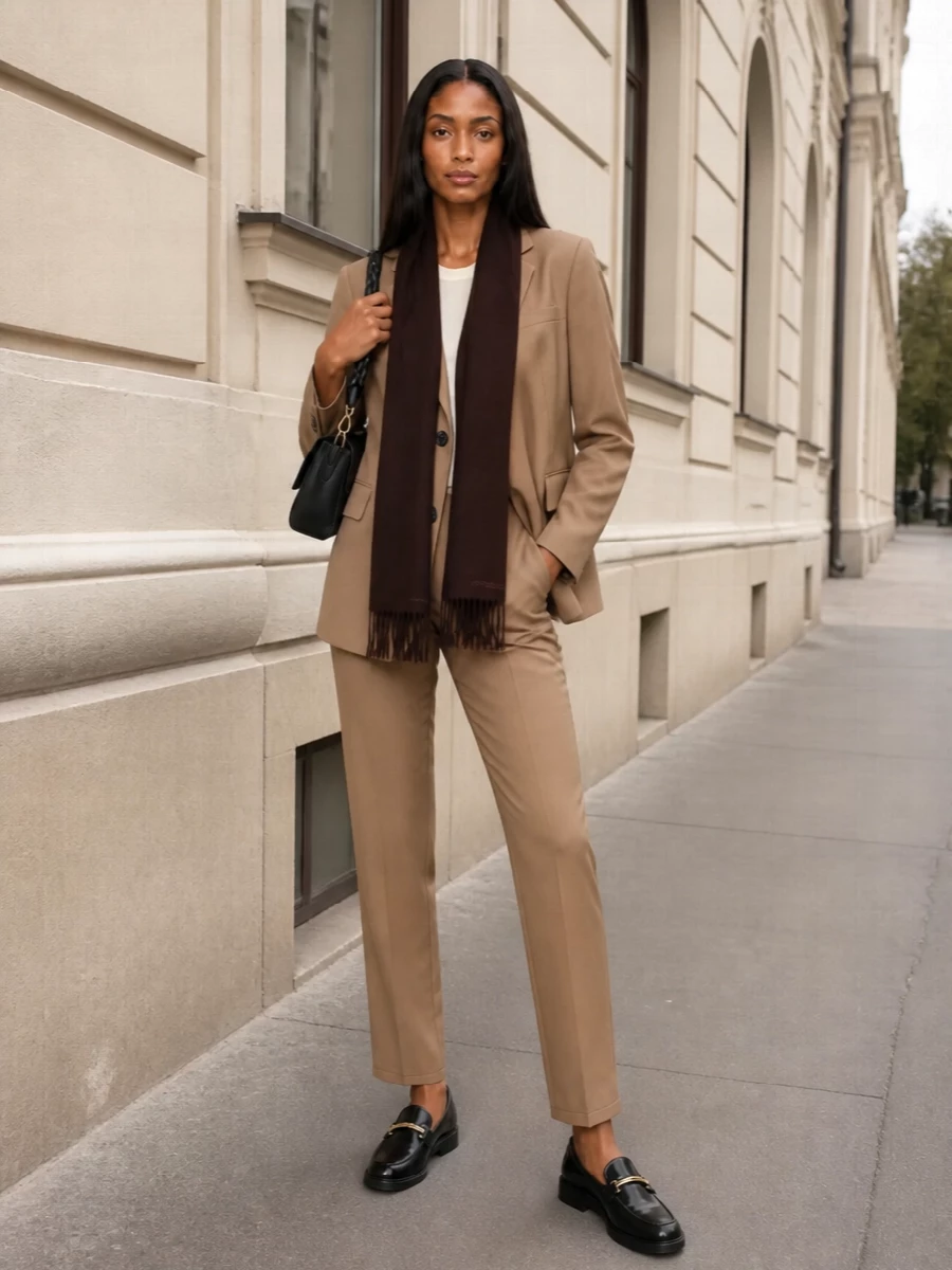 Max mara camel trousers black tods loafers
