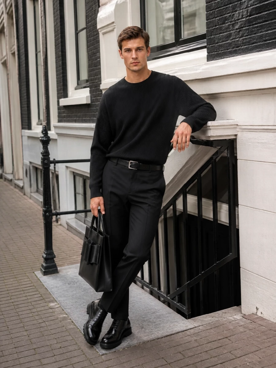Gr10k trousers homme plisse knit trickers derby