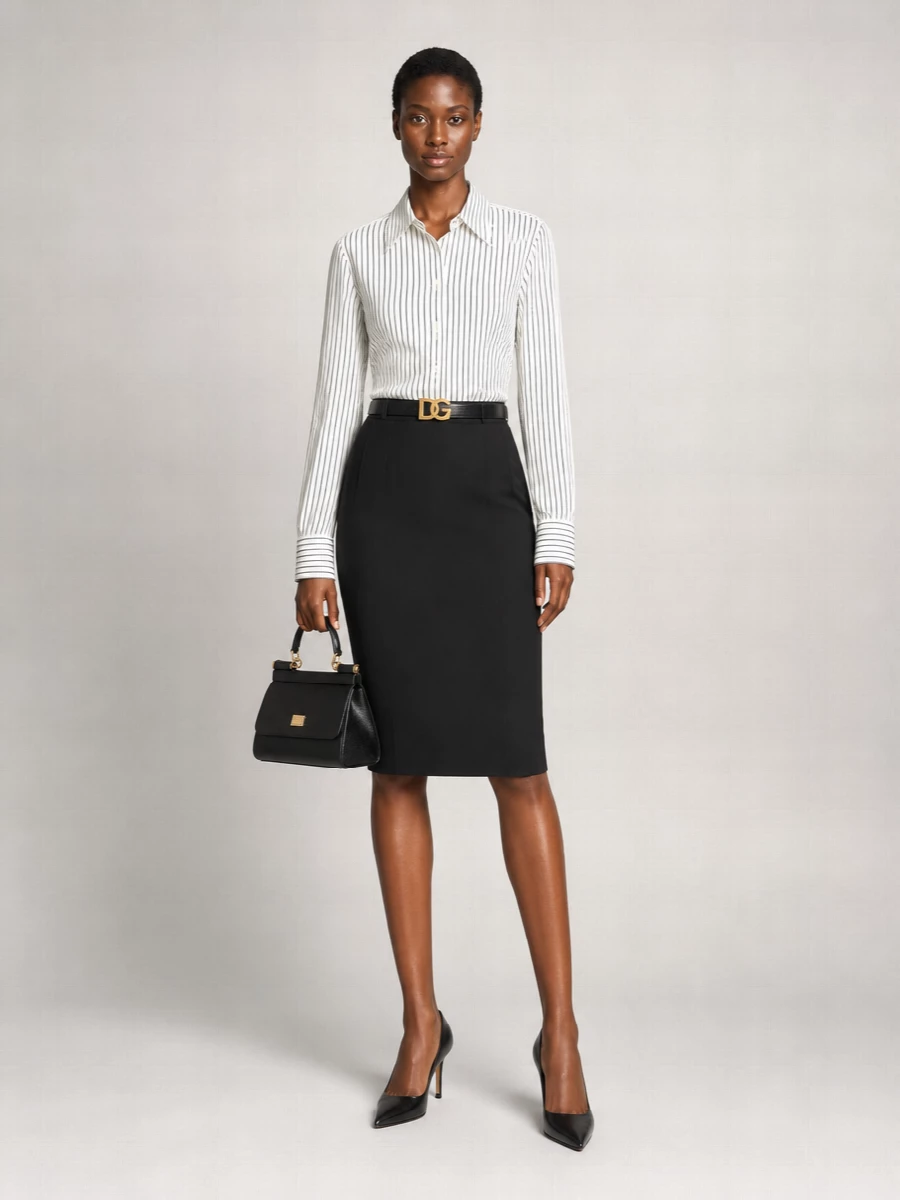 Dolce&Gabbana Virgin Wool Knee-Length Pencil Skirt