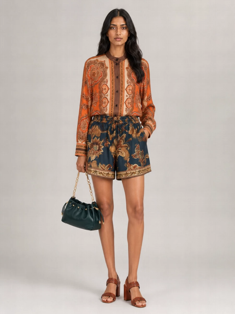 Zimmermann Silk High-Rise Wide-Leg Printed Shorts